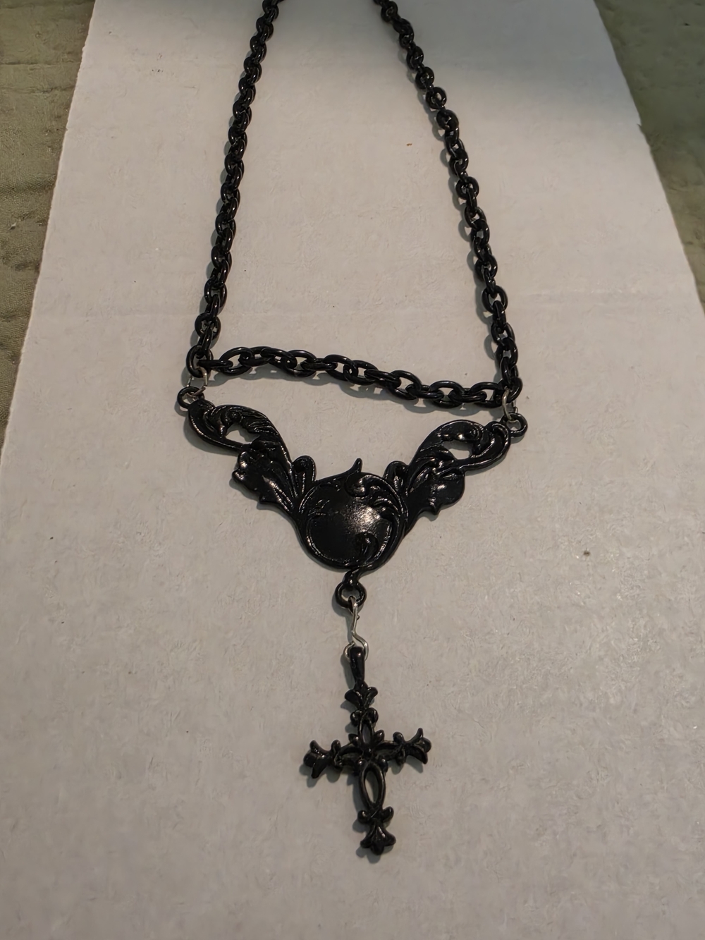 Black Gothic Cross Pendant Necklace - Women Jewelry